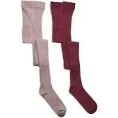 Minymo Stocking - Solid Rib 2-Pack - Pink - 92-98