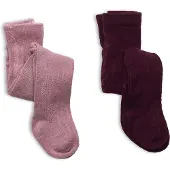 Minymo Wool Stocking - Rib 2-Pack - Pink - 140-146