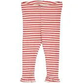 Green Cotton Rib Stripe Frill Leggings Baby - Red - 62