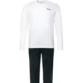 Ralph Lauren Cotton Jersey & Plaid Flannel Sleep Set - White - S