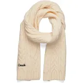 Coach Embroidred Cable Knit Muffler - Cream - ONE SIZE