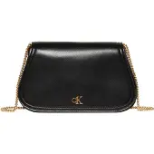 Calvin Klein Olkalaukku 'Monogram Plaque Chain Strap Curved' musta