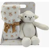 CarloBaby Lammas Fleeceviltti + Pehmolelu, Valkoinen