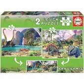 Educa 2X100 Dino World - Multi/patterned - ONE SIZE