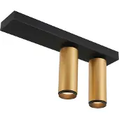 Loom Design LED-kattokohdevalo X-Beam, 2-lamppuinen, musta/kulta himmennettävä, Musta, Olohuone/ruokailutila, Alumiini, Moderni