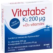 Vitatabs K2 200 μg + D3-vitamiini K2 - D3-vitamiinitabletti ravintolisä