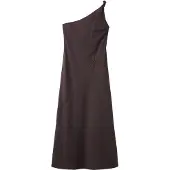 Mango Asymmetrical Dress With Gathered Strap - Brown - L