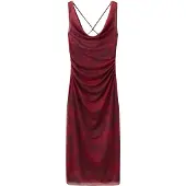 Mango Draped Fitted Dress - Burgundy - XS