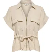ONLY Jdymille S/S Zip Shirt Wvn Noos - Beige - XL