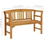 vidaXL Puutarhapenkki 114 cm Täysi akaasiapuu