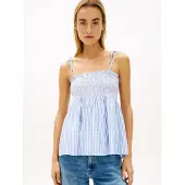 Tommy Hilfiger Swimshop Seersucker Smocked Top - Blue - M