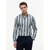 Tommy Hilfiger Paita 'Regular Fit Multicolour Stripe' smaragdi / minttu / valkoinen