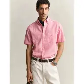 Gant Reg Cotton Linen Ss Shirt - Pink - L