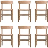 Fredericia Furniture J39 tuoli, Vaalea öljytty tammi punottu luonnonvärinen, 6-pakkaus