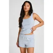 Hunkemoller Short Pointelle Print - Blue - XS