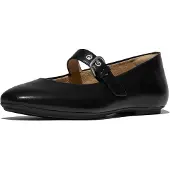 FitFlop for woman. E3D-090 Black Delicato Leather Ballerinas (39), Flat, Buckle, Casual