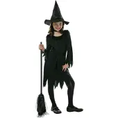 IPK Children's Witch Costume; Dress, Hat And Belt 104-114 Cm - Black - 104/116CM