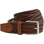 Gant for man. 9940161 Brown braided elasticated leather belt (110 cm), Casual, Classic