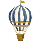 That's Mine Wall Sticker - Retro Air Balloon Small Blue - Blue - 18.5X 32.5CM