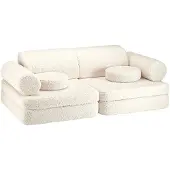 WigiWama Settee Teddy - Cream - 136X 78X 46CM