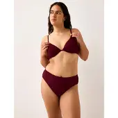 Lindex Brief Bikini High Hanna Rib - Burgundy - M