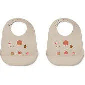 Liewood Tilda Silicone Bib 2-Pack - Cream - ONE SIZE