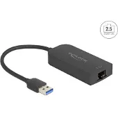 DeLOCK 66045, USB 5 Gbps Type-A, 2.5 Gigabit LAN RJ45, 0,15 m, Musta