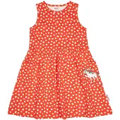 Peppi Pitkätossu Pilkullinen Mekko, Punainen, 104