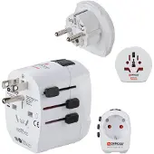 Hama World Travel Adapter Pro Light USB 3-Pin - matkasovitin, valkoinen