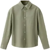 Mango Straight Linen Shirt - Khaki green - 122