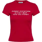 Weekday Boxy Printed Short-Sleeved T-Shirt - Red - L