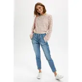 Cream Crtiley Lace Blouse - Pink - 46