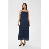Kaffe Kakiera Plissé Dress - Navy - 38