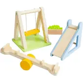 Bigjigs Wooden Dollhouse Furniture Garden Set - 4-piece