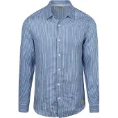 Scotch & Soda Linen Striped Regularfit Shirt - Blue - L