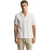 Gant Reg Gmnt Dyed Linen Ss Camp Shirt - White - L