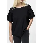 French Connection Crepe Light Puff Sleeve Top - Black - M