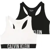 Calvin Klein Underwear Rintaliivit 'Logo Racerback Bralettes' musta / valkoinen