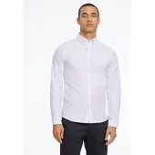 Lindbergh Yarn Dyed Oxford Superflex Shirt L/S - White - L