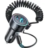 JOYROOM JR-CL07 3-in-1 langallinen nopea autolaturi 72W - USB-C, USB-A - musta