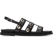 Carmela for woman. 16320803-NEGRO Leather Sandals 163208 black (35), Flat, Buckle, Casual