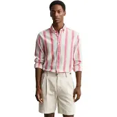 Gant Reg Cotton Linen Stripe Shirt - Pink - XXXL
