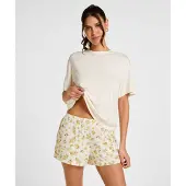 Hunkemoller Pj Ss Short Vis Daisy - Cream - L