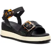 Carmela for woman. 16222701-NEGRO Sandals 162227 black (36), Fabric, 5 to 8 cm, Buckle, Casual