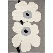 Marimekko Unikko 60th Anniversary matto ulkokäyttöön 160 x 230 cm, harmaa