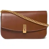 Ralph Lauren for woman. 427P04993001 Brown leather Polo ID chain bag wallet (OSFA), Casual