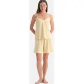 Dagi Pyjamashortsit pastellinkeltainen / valkoinen