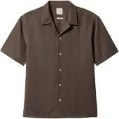 Calvin Klein Ss Camp Collar Drapey Lyocell Ea - Brown - XS