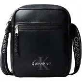 Calvin Klein Olkalaukku 'Monologo Webbing Strap' harmaa / musta / valkoinen