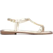 Carmela for woman. 16329003-ORO Leather Sandals 163290 golden (35), Flat, Buckle, Casual, Classic